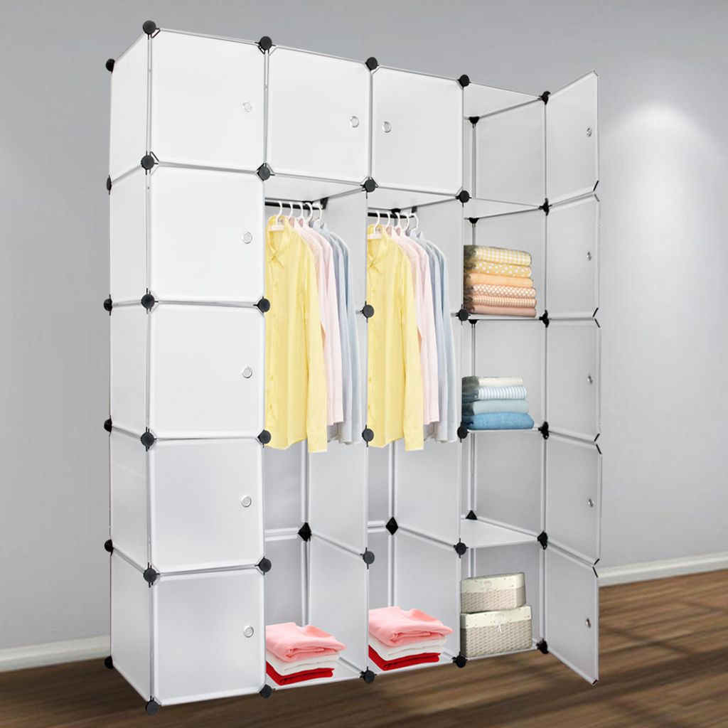 DIY Kleiderschrank mit Türen Steckregal Regalsystem Kleiderschrank Garderobe