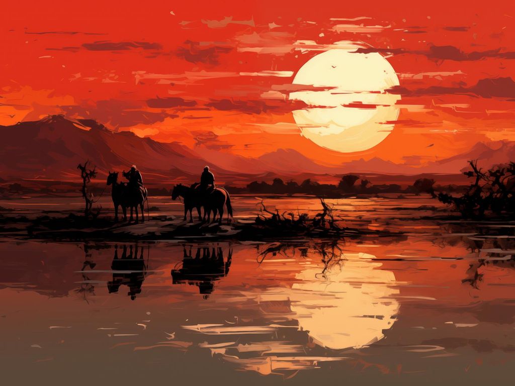 Plakat 40x30cm Sonnenuntergang in der Prärie