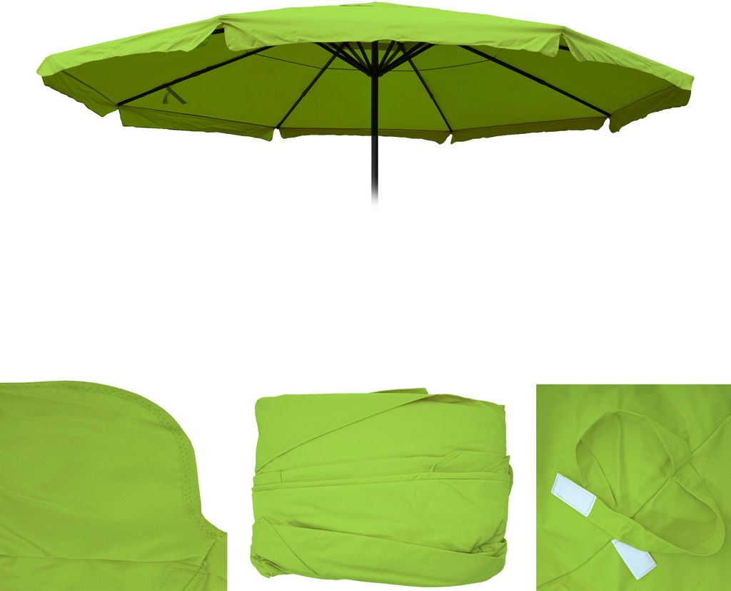 Ersatz-Bezug für Sonnenschirm Meran Pro, Gastronomie Marktschirm mit Volant Ø 5m, Polyester hellgrün