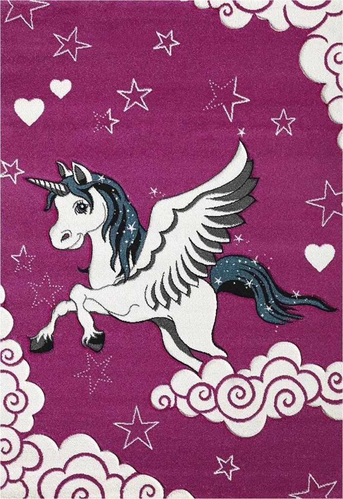 Tapis de chambre d'enfant tissé EINHORN décoration douce et ludique