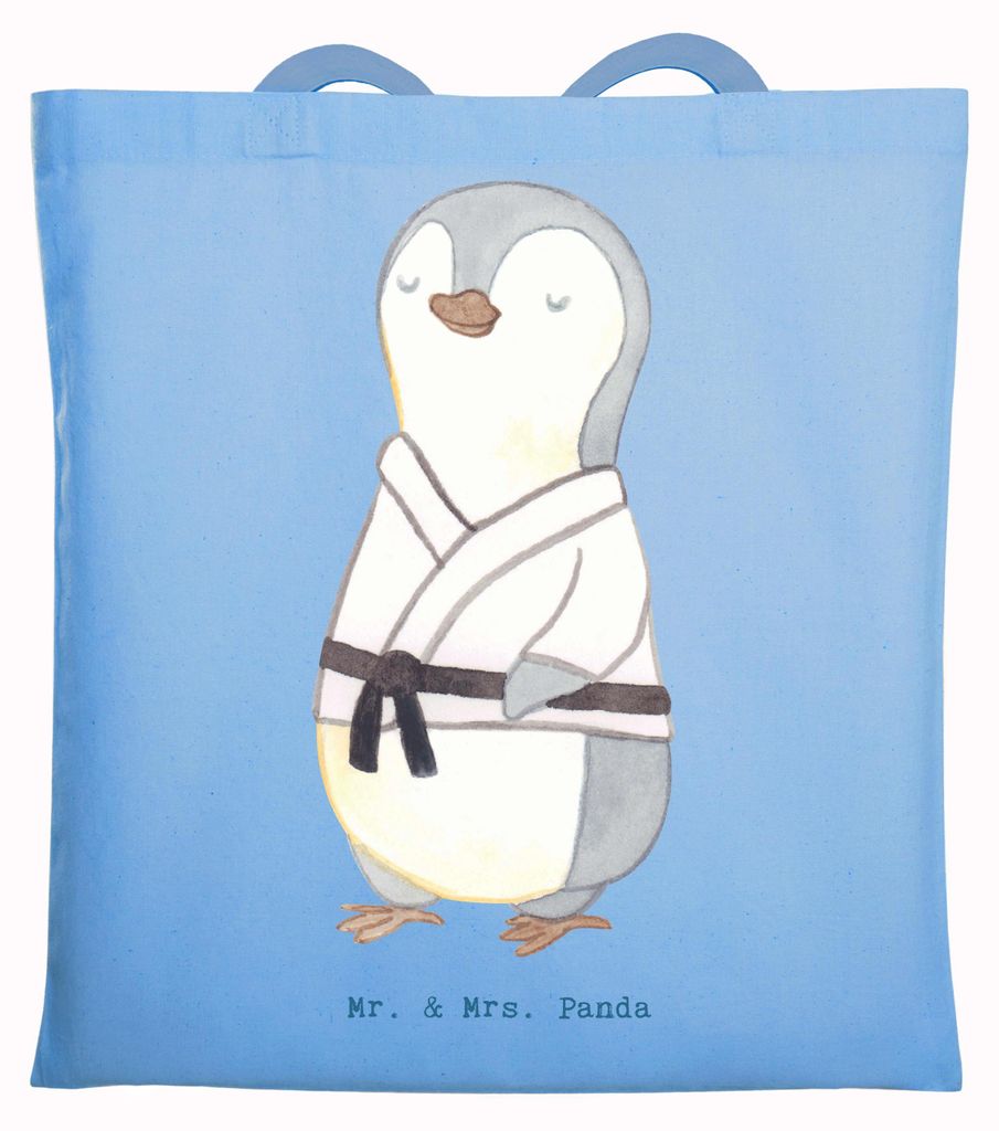 Mr. & Mrs. Panda Shopping Tasche Pinguin Karate - Sky Blue - Geschenk, Tote Bag, Jutebeutel, Schultasche, Kampfkunst, Selbstverteidigung, Laptoptas...