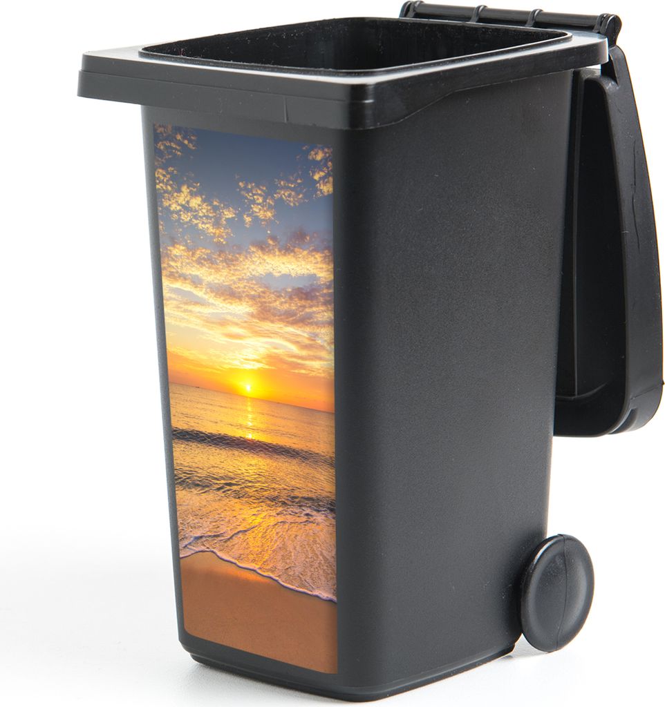 MuchoWow Mülltonnenaufkleber Strand - Sonnenuntergang - Meer 38x80 cm - Behälteraufkleber - Mülleimer-Aufkleber - Container-Aufkleber