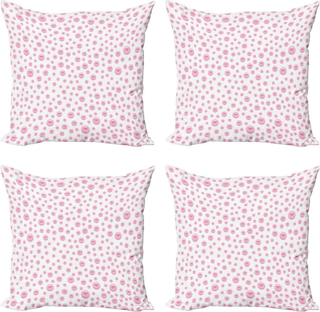 ABAKUHAUS Pearls Kissenbezug Set (4 Stück), Baby-Rosa-Braut Theme, Moderner Doppelseitiger Digitaldruck, 40 cm x 40 cm, rosa, Weiß,