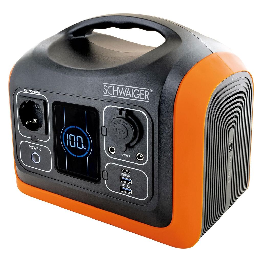 A portable power station is shown against a white background.