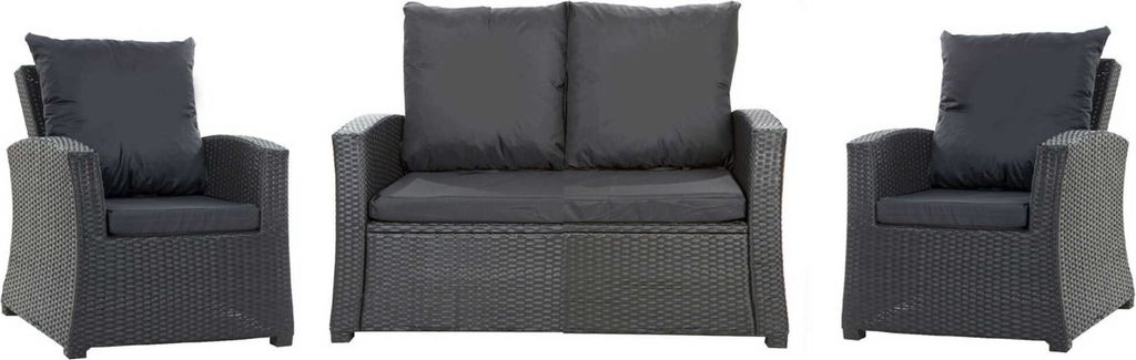 Gartenkissen Set für Polyrattan Möbel 4-Sitzer Garten Sofakissen 112x50cm Gartenstuhl Kissen set 2x56x52 Sitzkissen Schwarz Kissen mit Rückenlehne