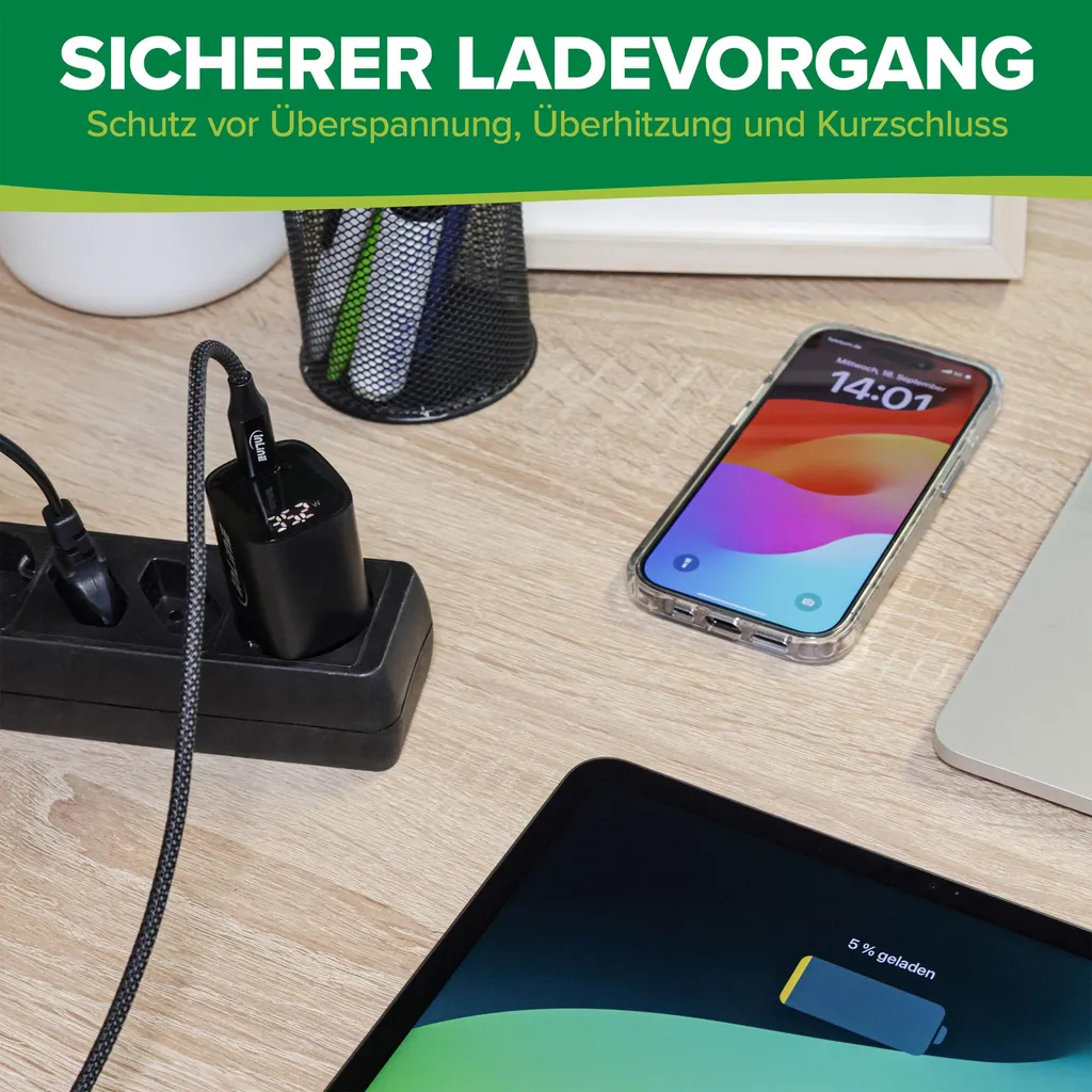 Chargeur Secteur USB-C 45W Technologie GaN InLine avec Affichage LCD - 7