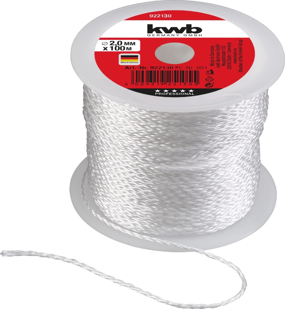 kwb 922130, cuerda para albañiles, 2 mm, blanca, 100 metros Imagen del producto 