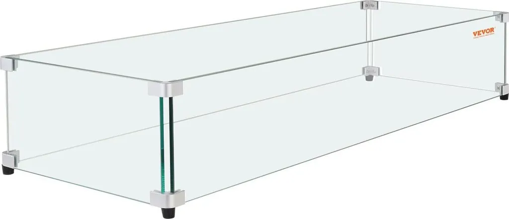Pare-vent rectangulaire en verre de 8 mm avec supports en aluminium