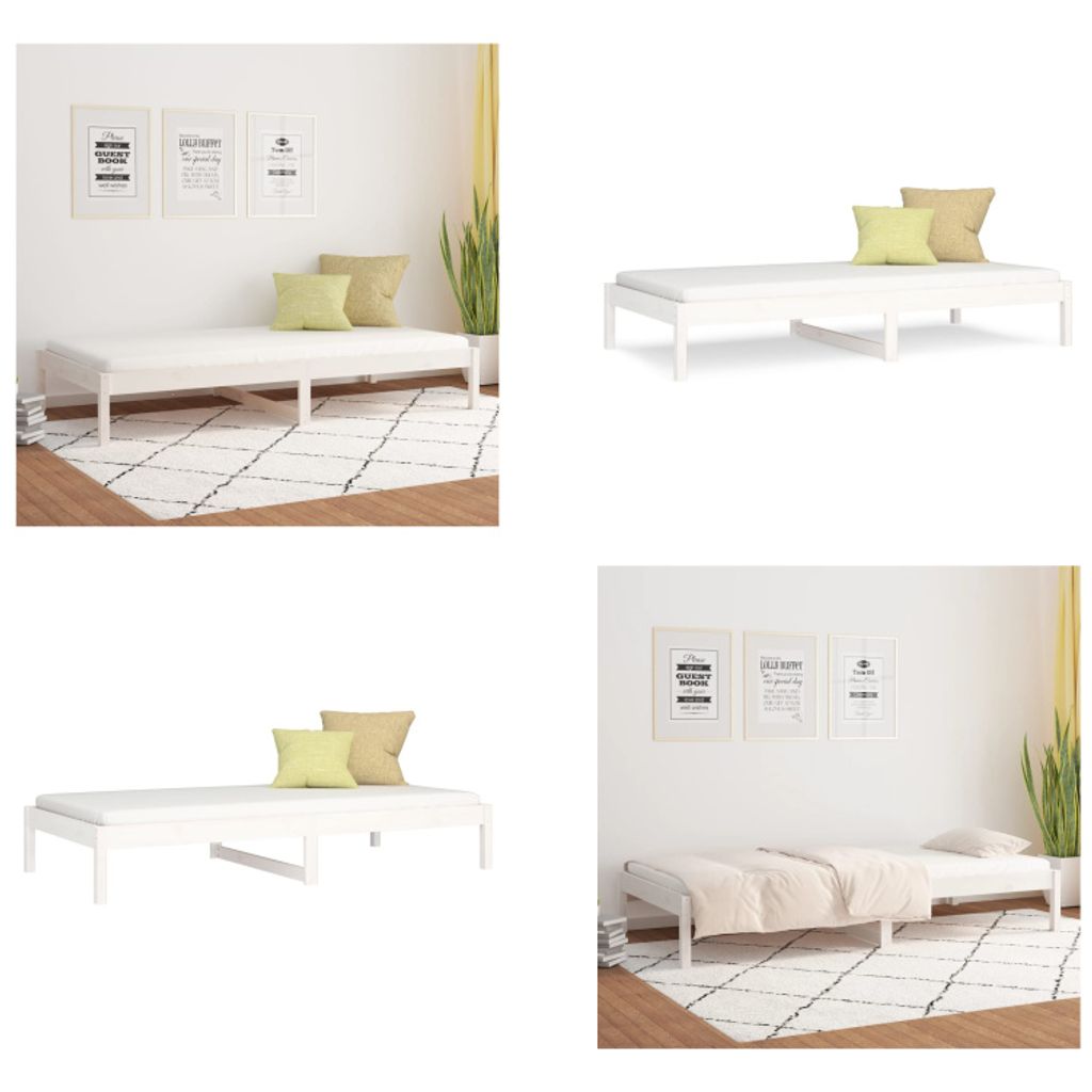 vidaXL Tagesbett Weiß 80x200 cm Massivholz Kiefer - Tagesbett - Tagesbetten - Sofabett - Gästebett
