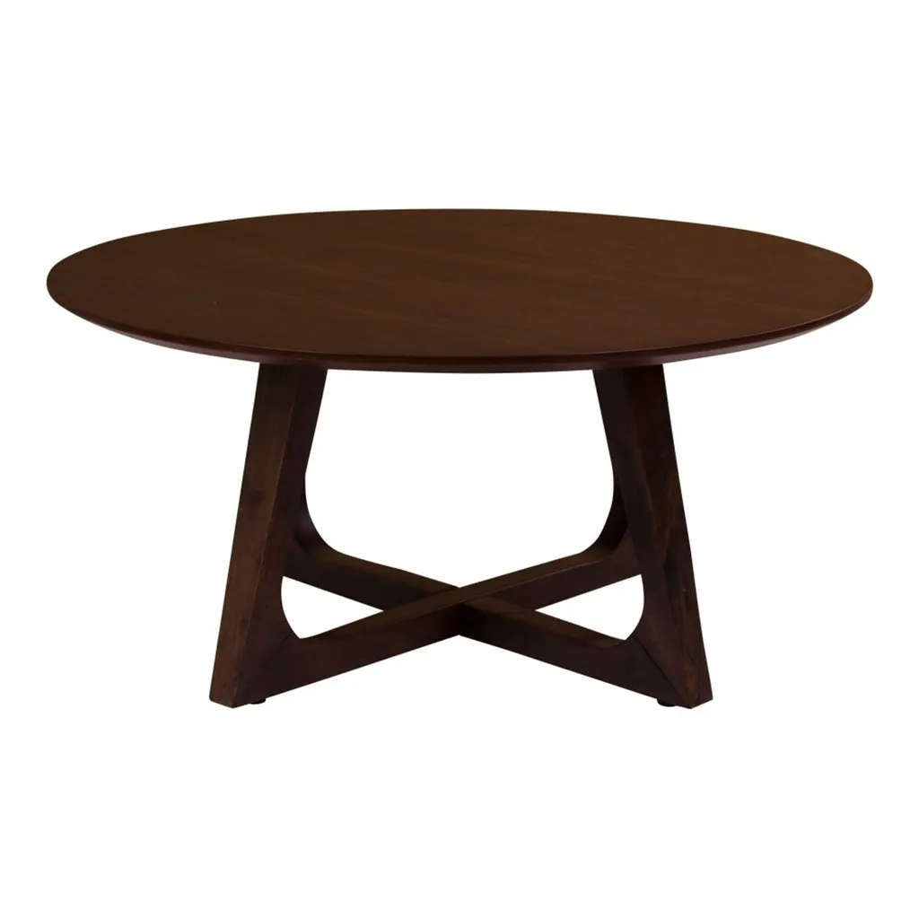 Table basse Hello imitation noyer avec plateau robuste et pieds design