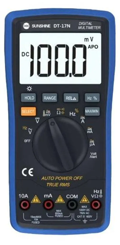 Sunshine DT17N Multimètre numérique intelligent avec écran LCD rétro-éclairé