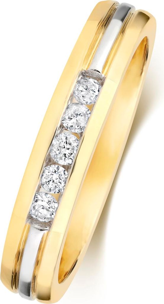 Zweifarbiger 9 Karat (375) Gold Diamant Damenring Brillant-Schliff 0.16 Karat H - PK2, 57 (18.1); TRS31610RSP