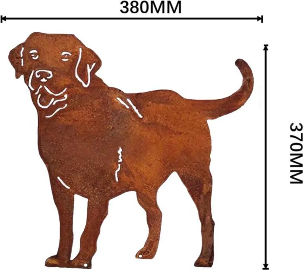 Panneau de jardin chien en métal pour embellir une pelouse vide noir