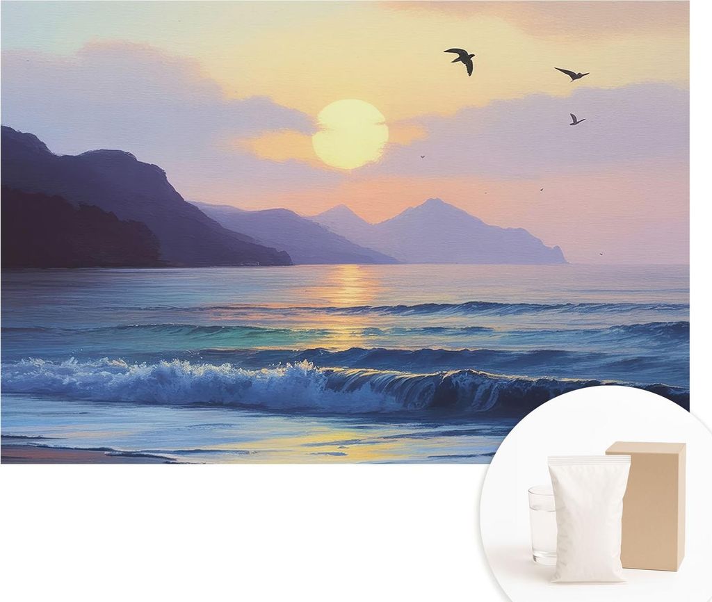Fototapete - Wandbilder für Wohnzimmer - 104x70 cm - Dekorative Wandfolie - Modernes Design für Wanddekoration - Tapeten für Innenräume - Sea West