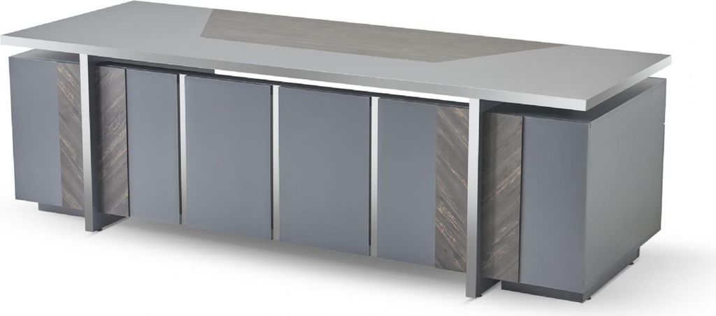 Bürotisch Rechteckig Form Grau Einfarbig Modern Design Stil mit Stauraum