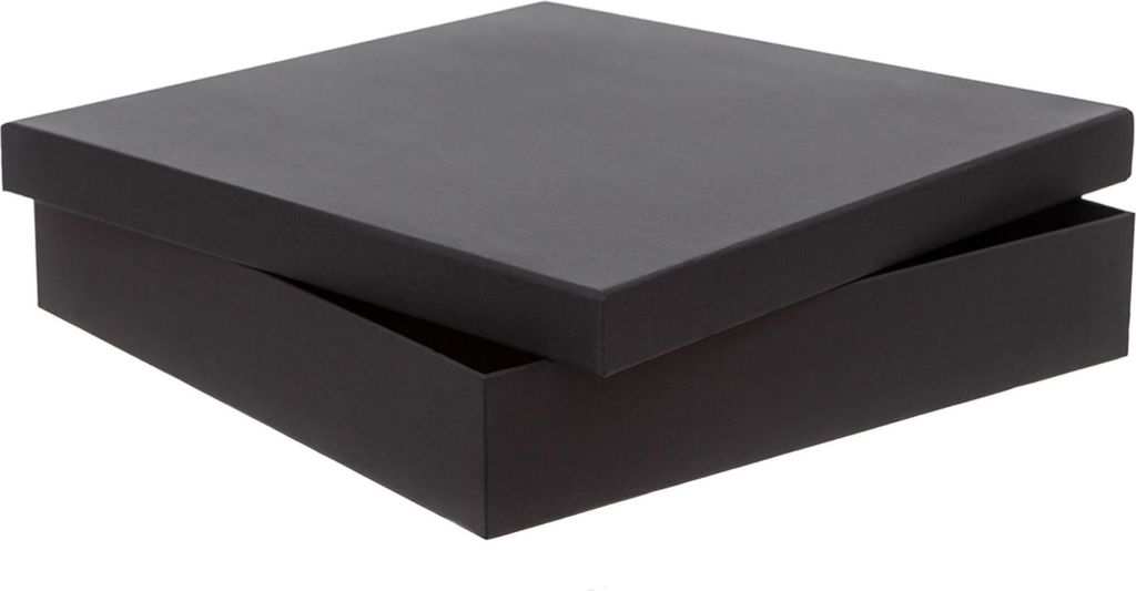 Pappschachtel 33,5 x 33,5 x 6,5 cm, Schwarz, mit Deckel, Produktbild 