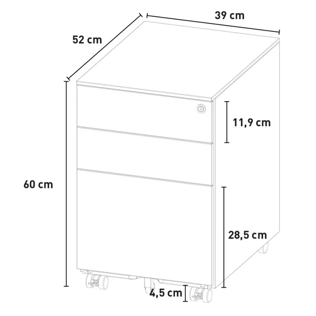 Meuble de Bureau Blanc avec Caisson à Tiroirs Fermant à Clé Rolly - 6