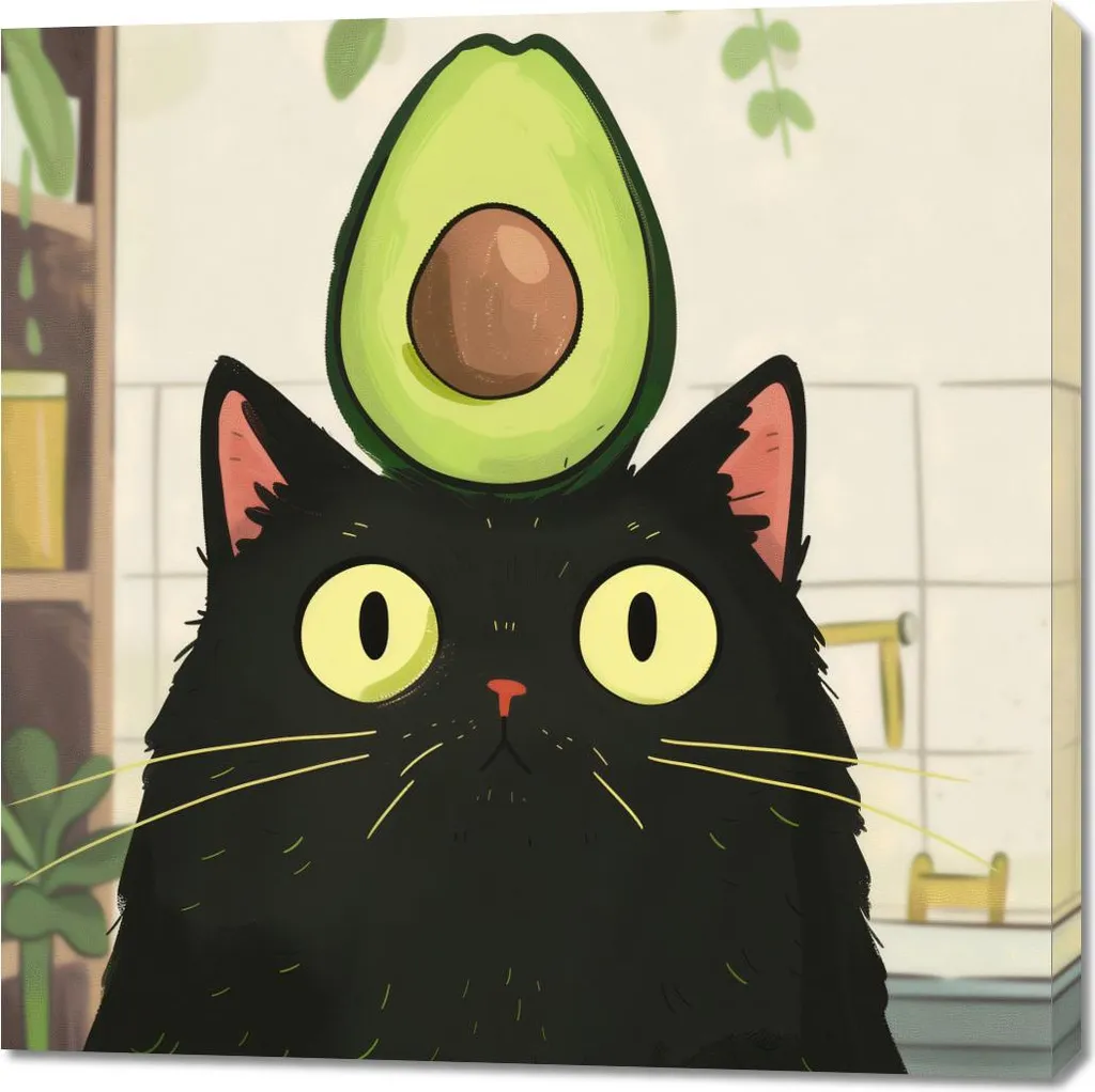 Quadro Avocado 100x100 cm su Tela - Arte Moderna Pop per Cucina e Living