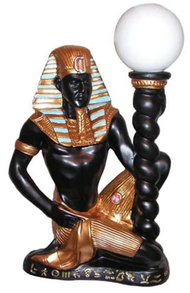 Lampe Statue Pharaon Égyptien Esclave 55 cm - Sculpture Déco Intérieure