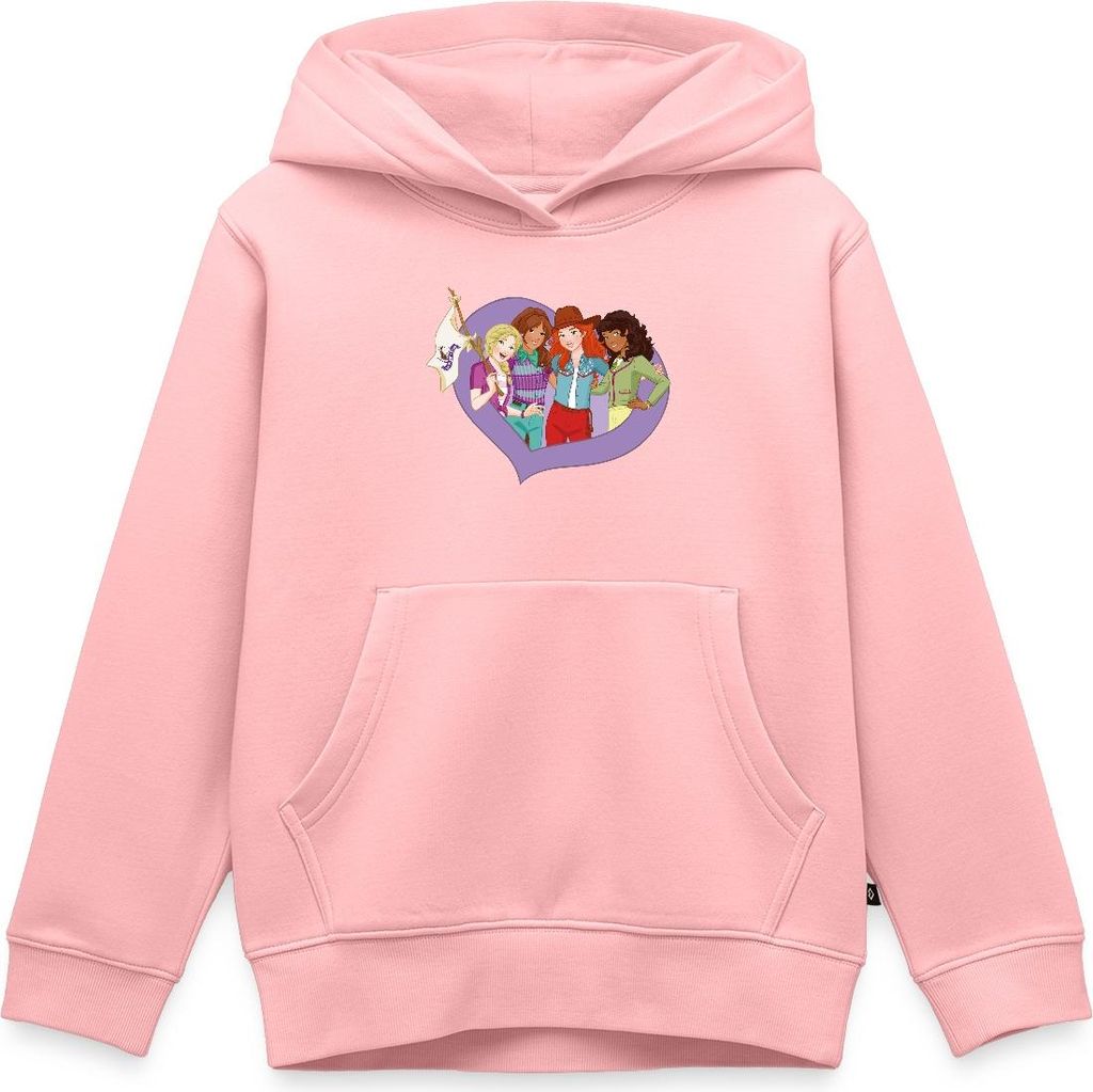 Spreadshirt Schleich Horse Club Sofia Lisa Hannah Sarah Kinder Premium Hoodie, 158/164 (12 Jahre), Rosa