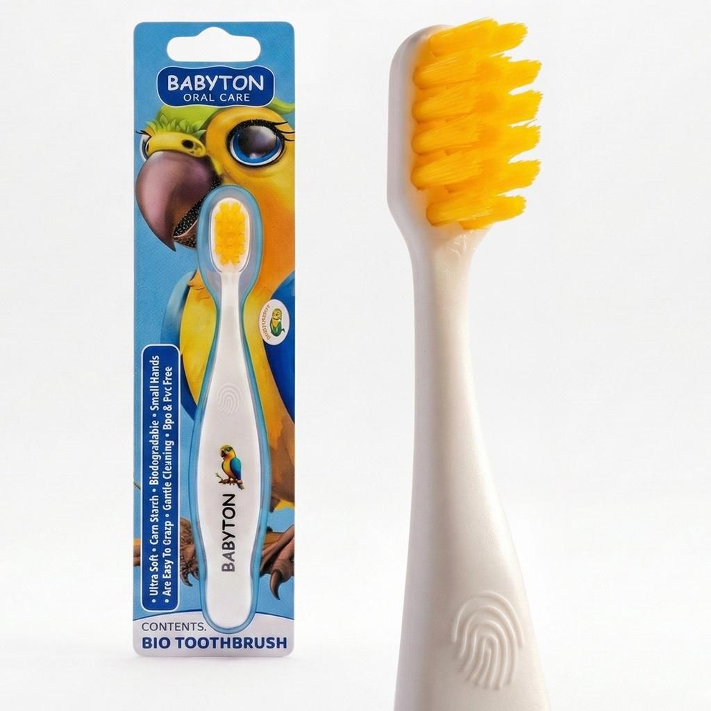 Babyton Bio-Zahnbürste aus Mais, weich & umweltfreundlich, ergonomischer Griff