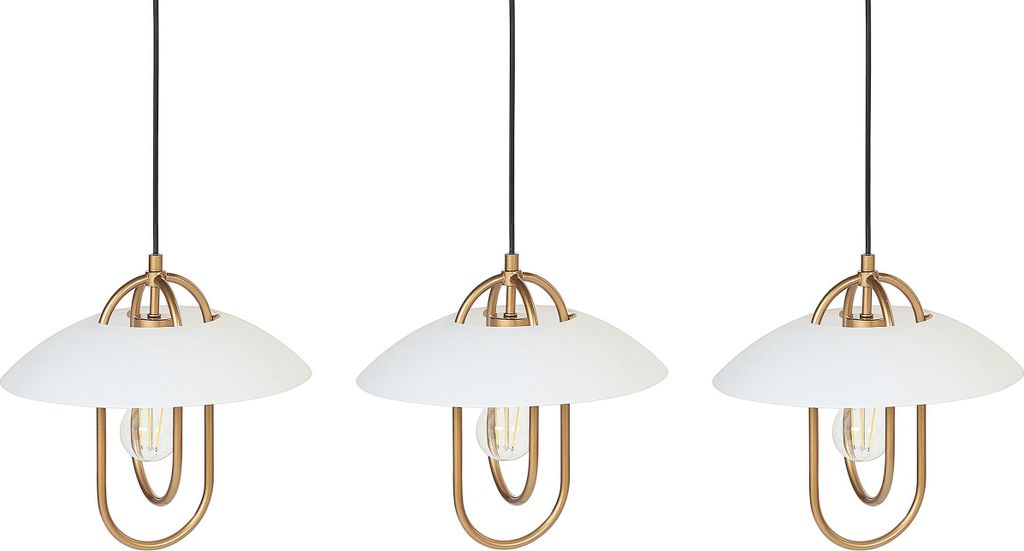 BELIANI Hängelampe Gold / Weiß aus Metall 3-flammig Modernes Design Glasschirme Elegant Glamour für Wohnzimmer Schlafzimmer Esszimmer