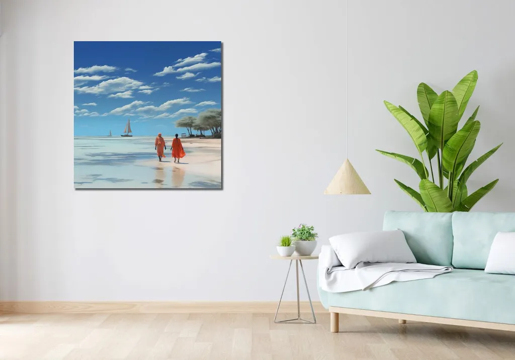 Quadro Moderno 90x90 Calma sulle sabbie - Tela Telaio Legno Montato - 2