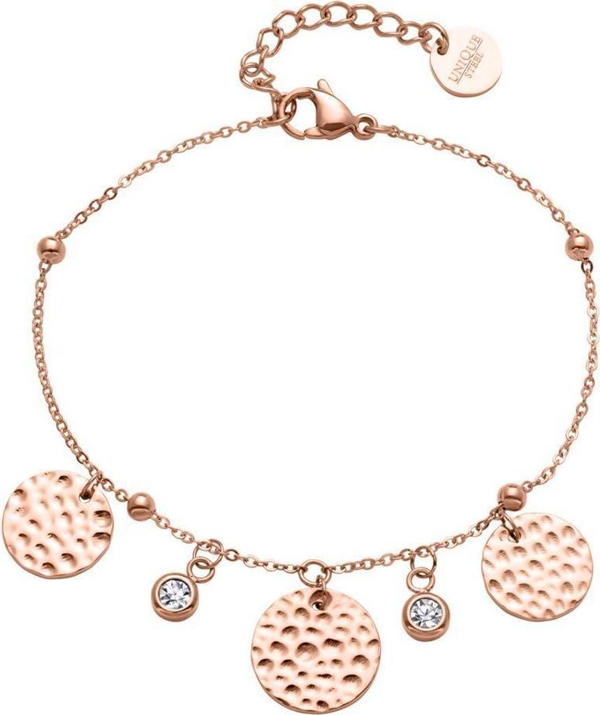 Armband Roségold aus Edelstahl mit Plättchen und Zirkonia Anhänger B5282-R