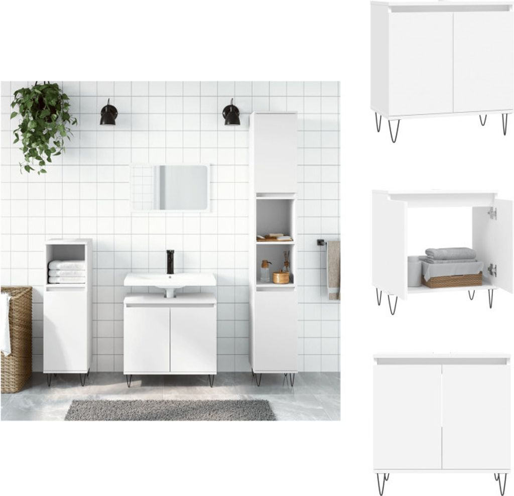 vidaXL Badezimmerschrank Weiß 58x33x60 cm Holzwerkstoff - Badezimmerwaschtische