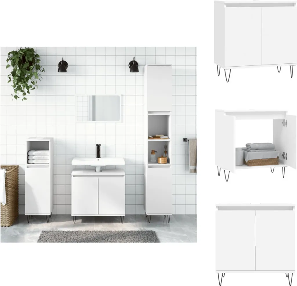vidaXL Meuble sous Lavabo Blanc 58x33x60 cm en Bois Composite Robuste