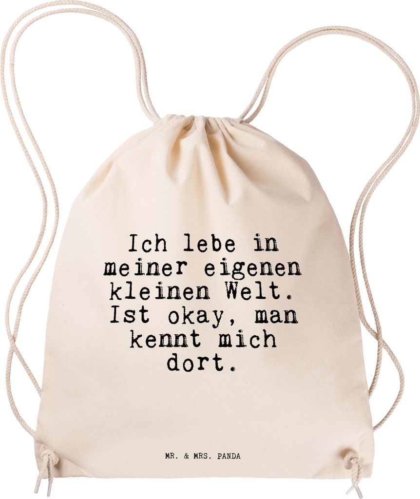 Mr. & Mrs. Panda Jutebeutel Ich lebe in meiner... - Transparent - Geschenk, zuziehbeutel, Turnbeutel, Fitness Tasche, Freundin, Kleiner Rucksack, E...