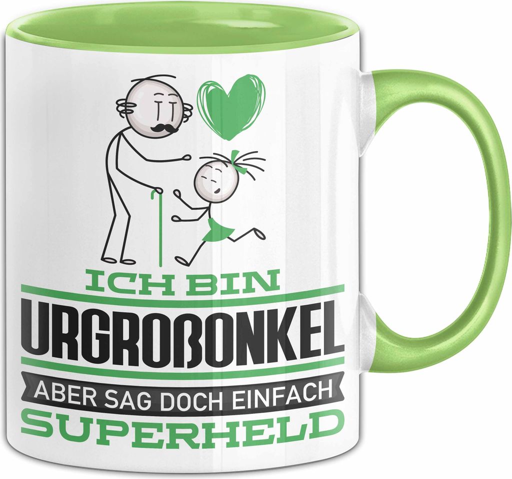 Urgroßonkel Geschenk Tasse Ich Bin Urgroßonkel Aber Sag Doch Einfach Superheld Lustige Geschenkdiee für Urgroßonkel Kaffee-Becher (Grün)