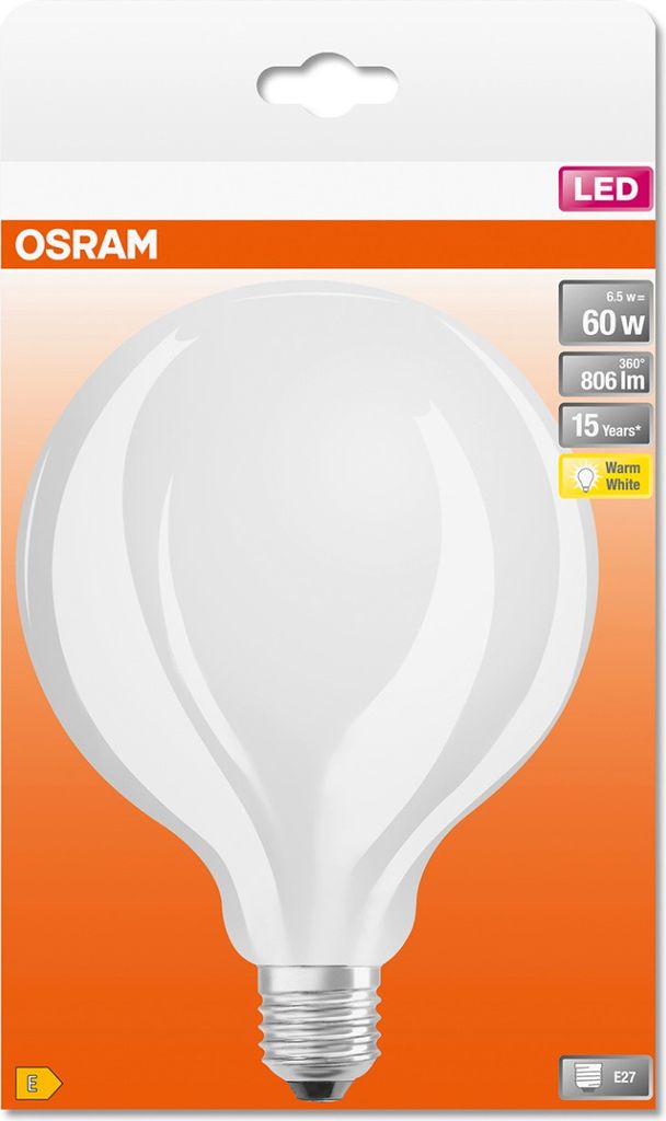 Osram Retrofit Classic Globe, 7 W, 60 W, E27, 806 lm, 15000 Obrázok produktu 