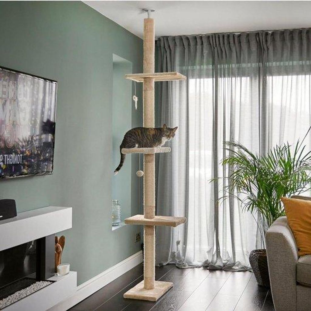Drapak dla kota 240–288 cm, beżowy, z 3 platformami Zdjęcie produktu 
