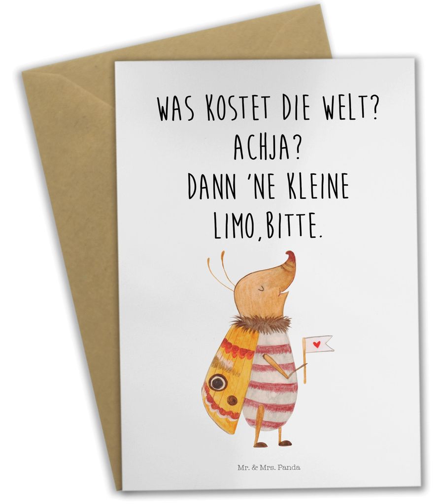 Mr. & Mrs. Panda Grußkarte Nachtfalter Fähnchen - Weiß - Geschenk, Süß, osterkarten, kommunionskarte, Küche Deko, Spruch Lustig, Lustige Spr...