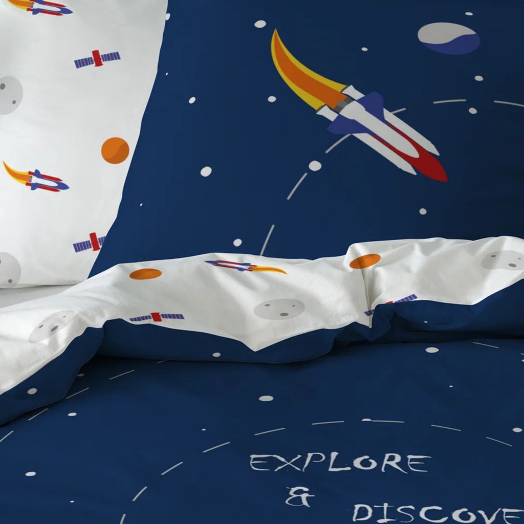 Weltall, Rakete, Planeten Bettwäsche Set 135x200 + 80x80 Produktbild 3