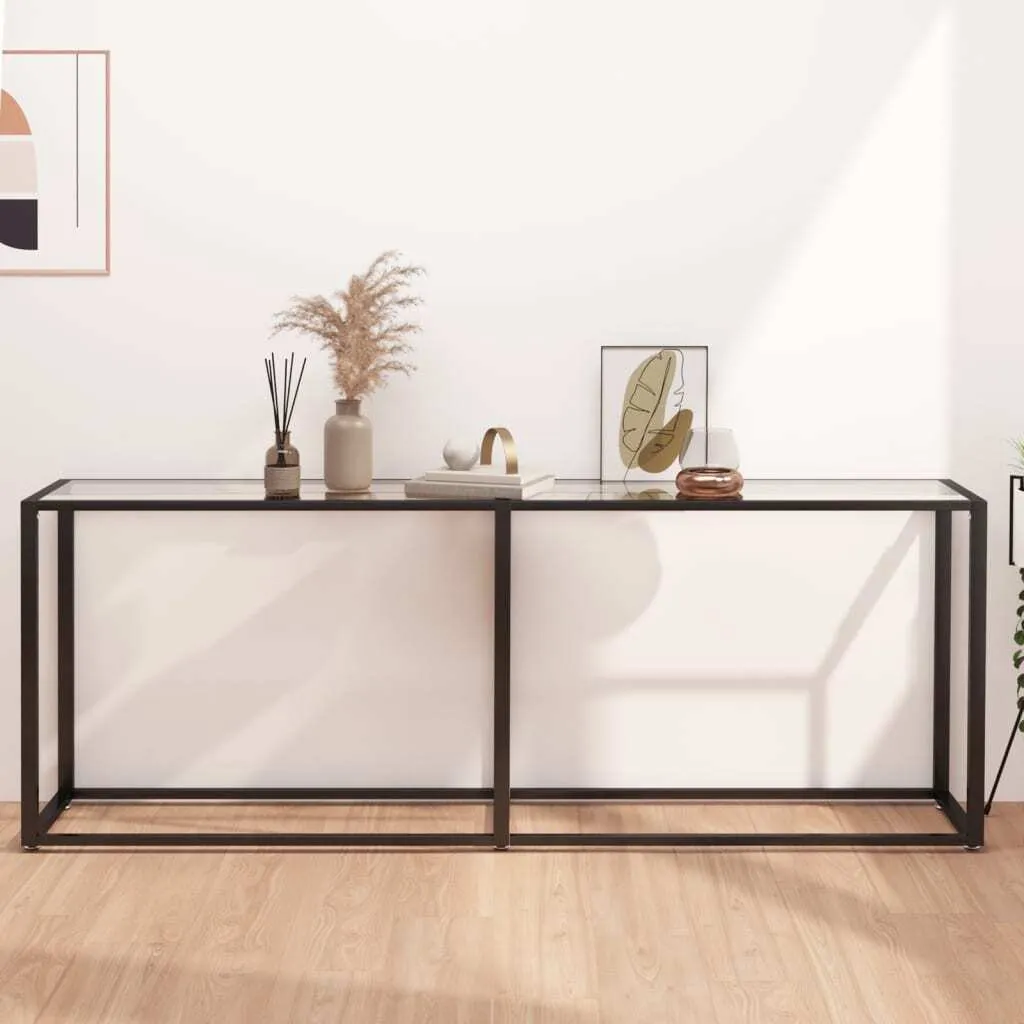 The Living Store Konsolentic Trasparente 200x35x75,5 cm Cuore in vetro