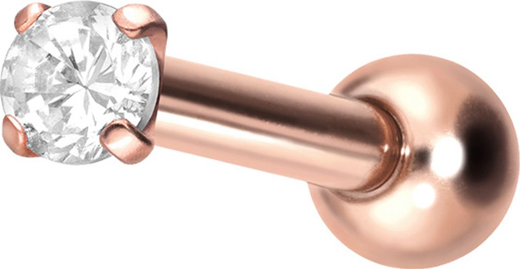 Ohrpiercing Titan Ohrpiercing mit Innengewinde EINGEFASSTER KRISTALL RoséGold Stablänge: 8mm | Kristallgröße: 2,5mm
