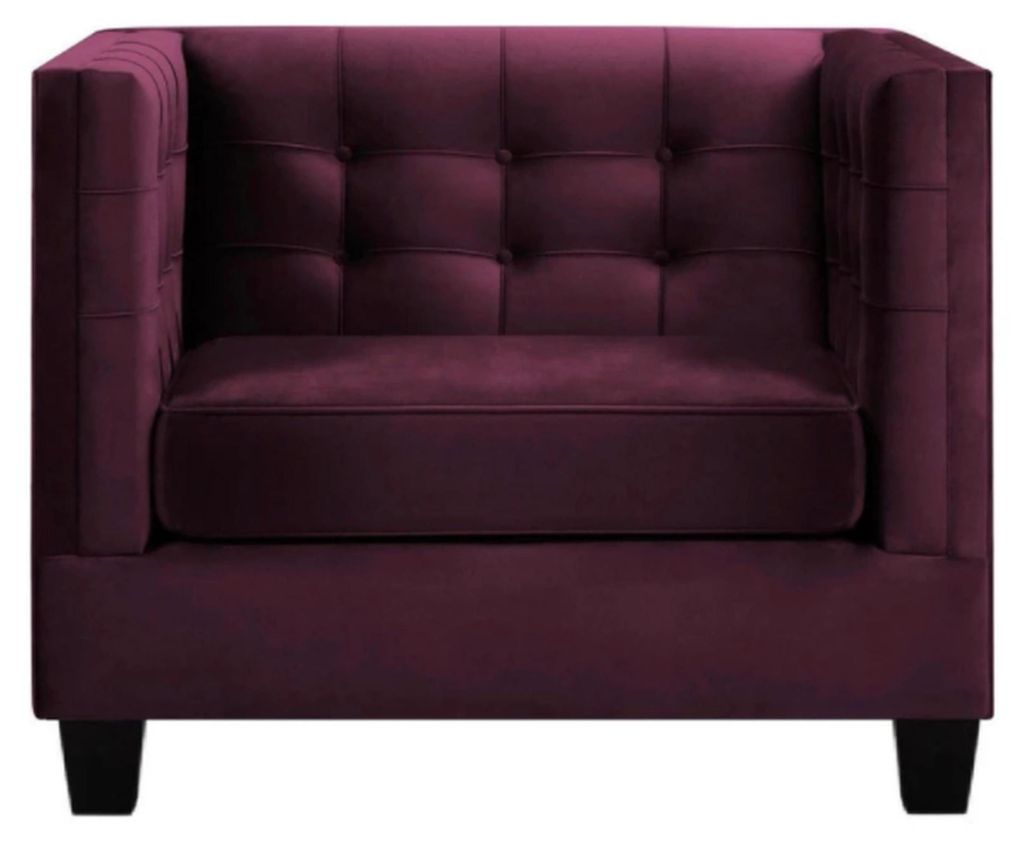 Sessel Chesterfield Textil Stoff Violett Kreative Möbel Neu Wohnzimmer Modern