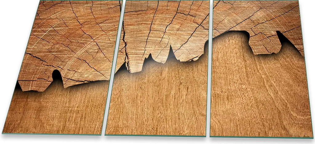 Copertura Piano Cottura 90x52 in Vetro Temperato 3 Pezzi Marrone Legno