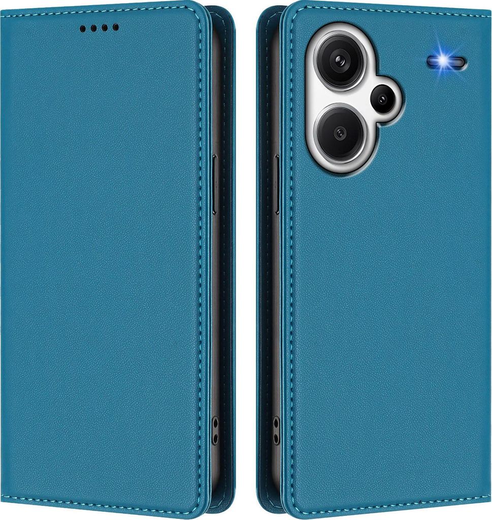 Handyhülle für Xiaomi Redmi Note 13 Pro+, Kunstleder Klapphülle Stoßfeste Magnetische Hülle mit Ständer Blau