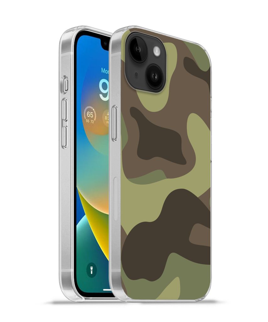 MuchoWow Handyhülle Schutzhülle Hülle für Apple iPhone 14 Plus - Soft case Illustration eines Tarnmusters Silikon Softcase Handy Hülle - Abb...