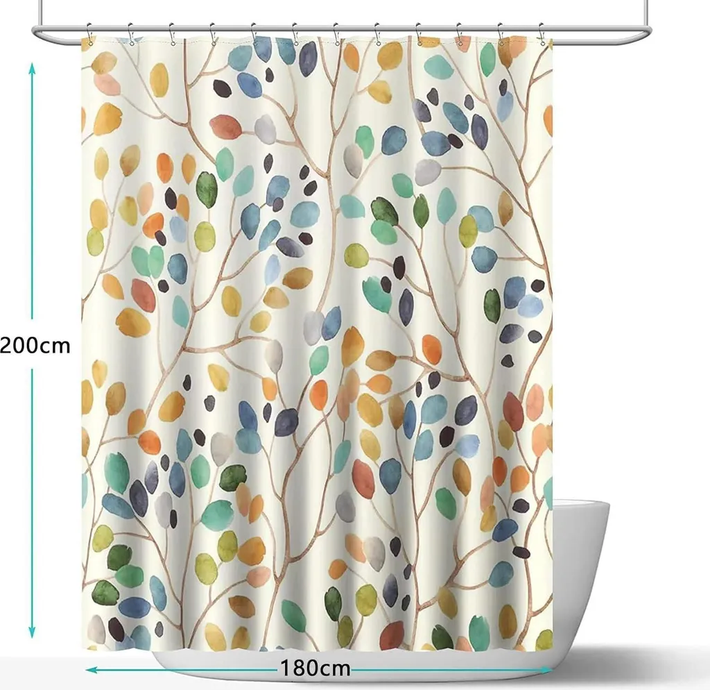 Rideau de douche textile 180x200 vert forêt avec bas lesté aimanté