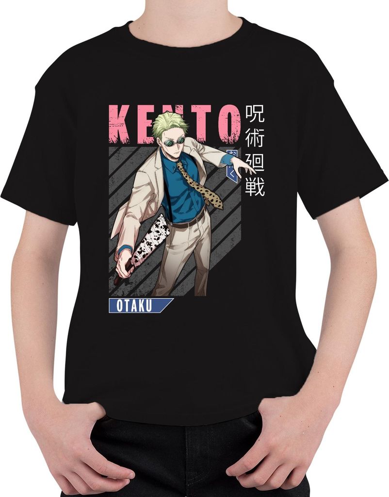 Jujutsu Kaisen Keito 呪術廻戦 Anime Ästhetik Otaku Geschenk Anzug Brille Uni Kinder T-Shirt, Schwarz, 152