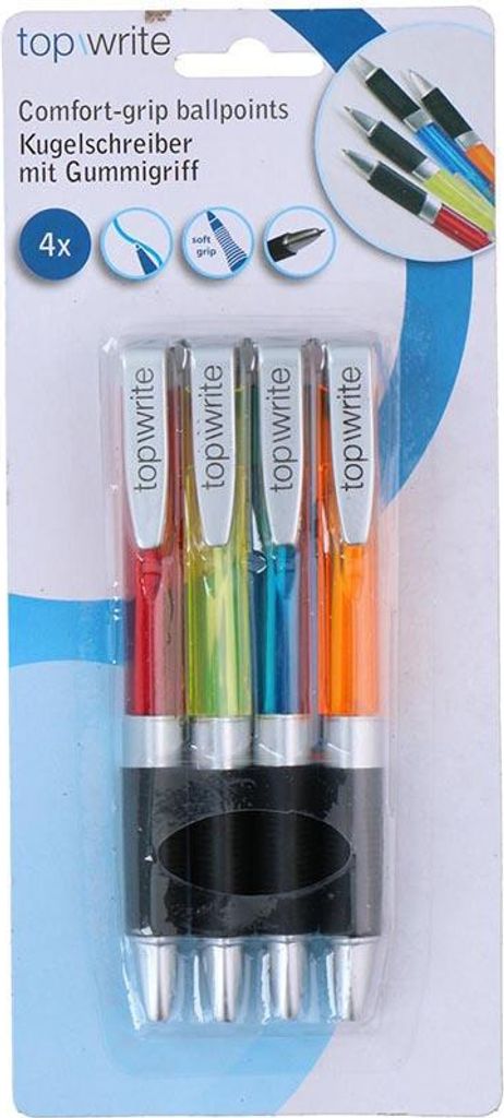 Topwrite - Zestaw długopisów kulkowych z gumowym uchwytem Zdjęcie produktu 