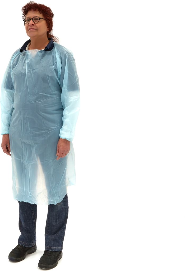 Romed Einmalschürzen Kittel-Schürzen mit Ärmeln, hellblau, CPE, 10 Stück