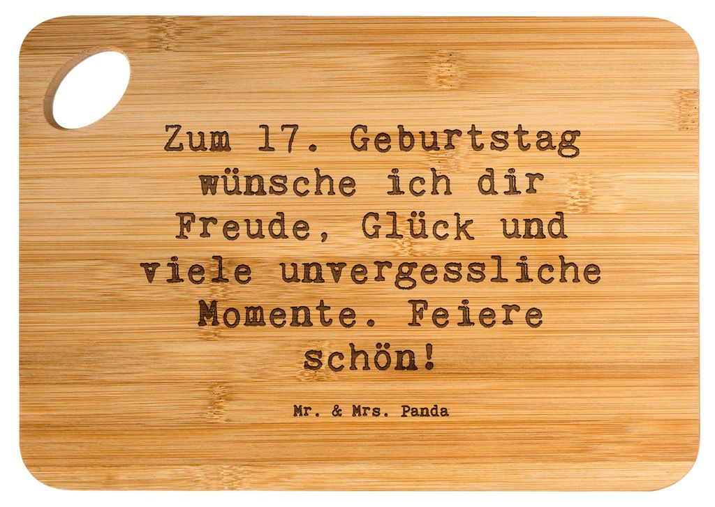 Mr. & Mrs. Panda Schneidebrett Spruch 17. Geburtstag - Transparent - Geschenk, holzschneidebrett, Brett, snackbrett, Happy Birthday, essbrett, Frü...