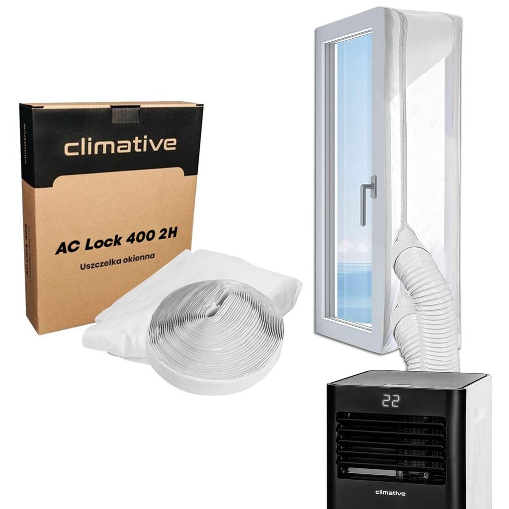 Fensterabdichtung Klimaanlage 400cm (2 Schläuche, 4 Zips) Klimaanlage Fensterabdichtung Kippfenster, Dachfenster Klimaanlage Abdichtung