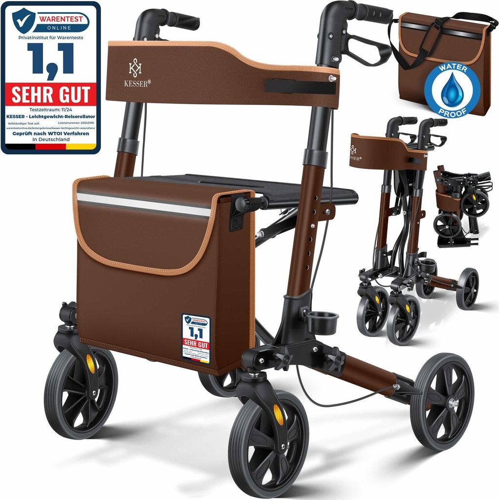 KESSER Rollator Gehwagen Gehhilfe klappbar Alu-Rollator Leicht Laufhilfe