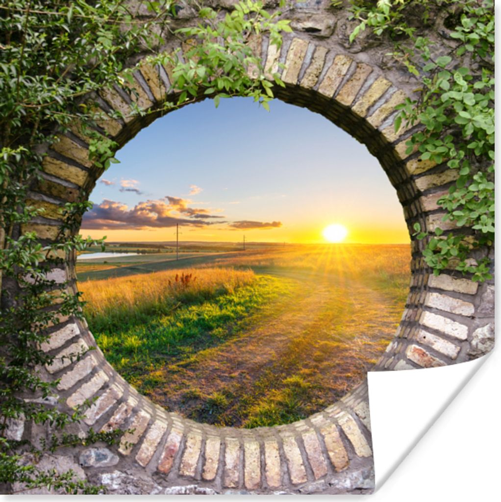 MuchoWow® Poster Landleben - Aussicht - Sonne 75x75 cm - Produktbild 